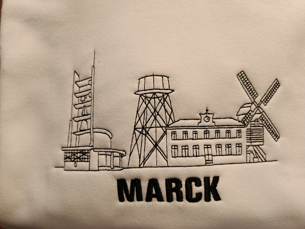 Sweat capuche avec brodé -  Skyline ville de Marck